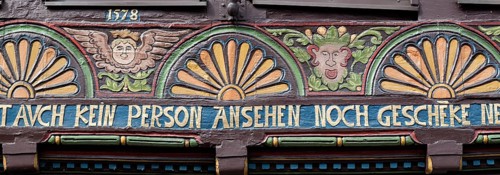 Half-timbered house, Weser Renaissance style, Hoexter, Weser Uplands, North Rhine-Westphalia,
