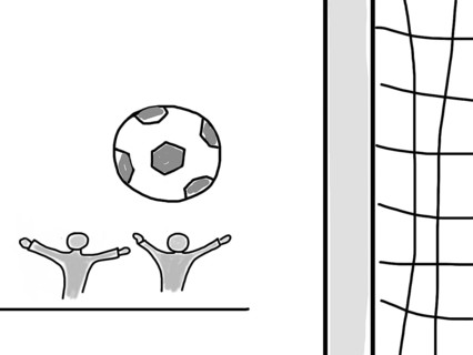 Naive illustration, children's drawing, fans cheering for soccer goal in the stadium, goal
