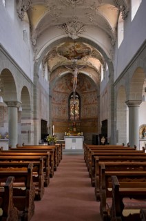 Interior view, choir, altar, collegiate church Sankt Peter und Paul, Niederzell, Insel Reichenau,