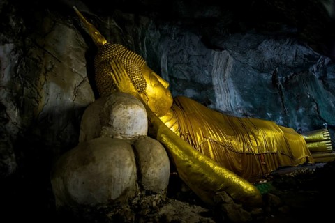 Cave with Buddha Statues, Tham Phra Non, Reclining Buddha Cave, Wat Ao Noi, Prachuap Khiri Khan,