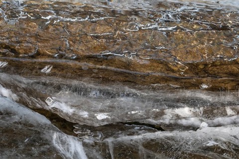 Ice structures on a rock, Storsjön, Östersund, Jämtland, Sweden, March 2022