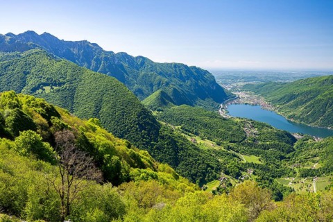 View of Lake Lugano from Mount Sighignola, Balcone Svizzero, Tessin, Switzerland
