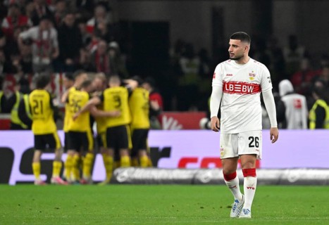 Goal celebration Borussia Dortmund BVB Deniz Undav VfB Stuttgart (26) disappointed Football