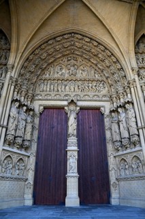 Entrance portal of the Gothic Saint-Étienne Cathedral, St Stephen's Cathedral, Metz, Grand Est
