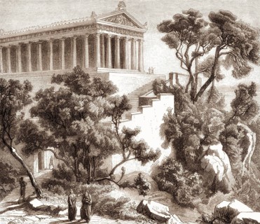 Reconstruction of the Doric Poseidon temple of Poseidon, Calauria, ancient Greece