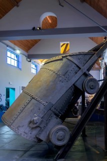 Blast-furnace skip in the Industrial Museum at the Le Bois du Cazier coal mine, Marcinelle near