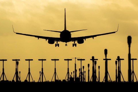 Boeing 737 commercial passenger airliner jet aircraft of Ryanair airways in flight on approach to
