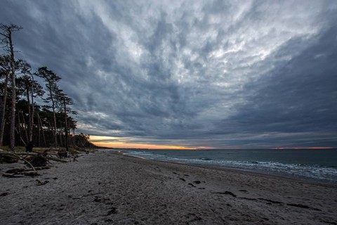 Dramatic clouds, evening light, sunset, Weststrand Darß, Baltic Sea, Fischland-Darß-Zingst, Western