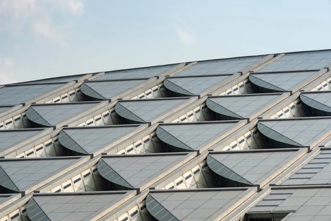 Alexandria, Egypt. December 2nd 2022 Close up architectural detail of The Bibliotheca Alexandrina a