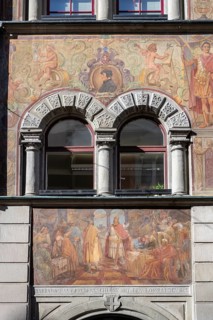 Historic façade painting on Constance Town Hall in the historic city centre, Lake Constance,