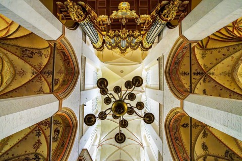 Interior photo, St Mary's Church in the old town of Stralsund, Mecklenburg-Western Pomerania,