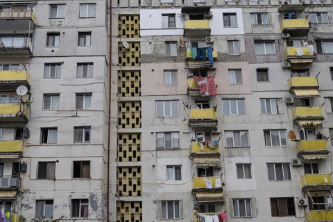 Batumi, Georgia. July 21st 2025. Old apartment buildings in poor condition in Batumi on the Black