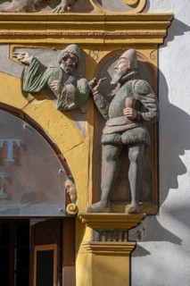 Sculptures on the right side of the entrance portal of the former Franciscan monastery 1287, today
