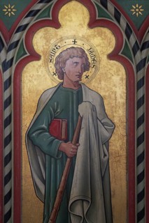 Victorian painting of Saint James, Church of Saint Mary, Uggeshall, Suffolk, England, UK