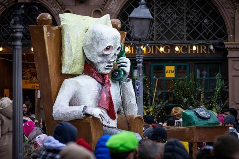 The Frankfurt Shrove Tuesday Parade is taking place across the Römerberg in Frankfurt am Main on 15