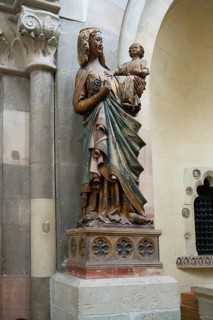 Magdeburg cathedral, Blessed Virgin Mary statue holding the Christ in her arms, Magdeburg, Saxony
