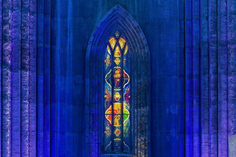 Hallgrímskirkja, Evangelical Lutheran Parish Church of the Icelandic State Church, window on the