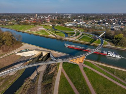 Castrop-Rauxel, North Rhine-Westphalia, Ruhr region, Germany - Sprung bridge over the Emscher, here
