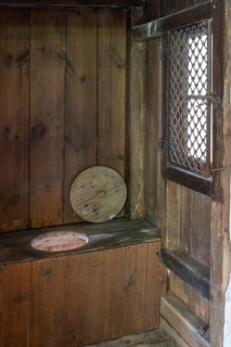 Outhouse, toilet without flush, in an old corn mill, industrial museum, Sichardstr., Lauf an der