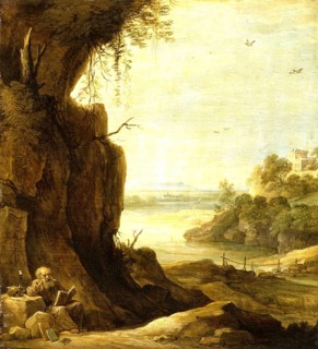Southern Landscape with Saint Anthony the Hermit (ca. 1645-1650), painting by David Teniers