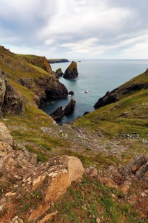 Rocky coast at Kynance Cove, cliffs, Mount's Bay, Lizard Peninsula, Cornwall, England, Great