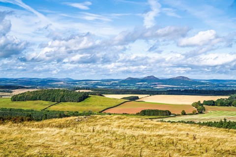 Scottish fields and farms, Southeast Scotland, UK