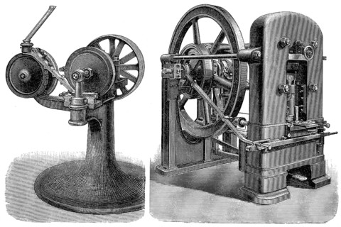 Historical illustration, machine for coin production, 1896, historische Zeichnung, Maschine zur