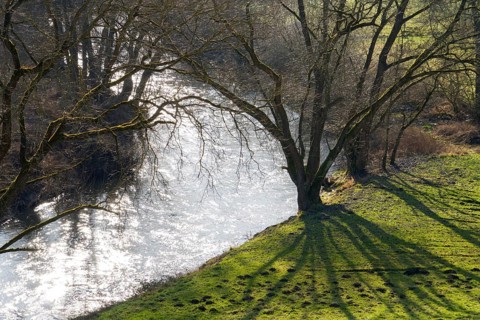 Diemel river, Helmarshausen, Bad Karlshafen, Hesse, Germany
