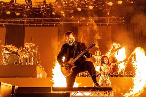 Ryan Sitkowski, guitarist of Motionless in White live on The Afraid Of The Dark Tour at Swiss Life