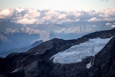 Mountain panorama at sunset, Stubai Alps, South Tyrol, Italy