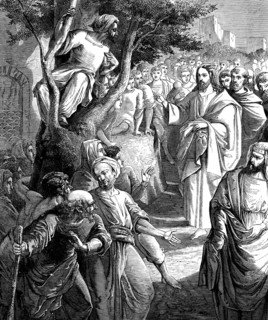 Zacchaeus on the mulberry tree, Luke Gospel, chapter 19, verse 5, New Testament, chief tax