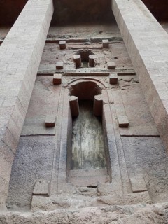Entrance to the Lalibela Rock Church with historical architectural details, UNESCO World Heritage