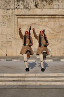 ATHENS, GREECE, MAY 20, 2010: Changing of the presidential guard Evzones in front of the Monument