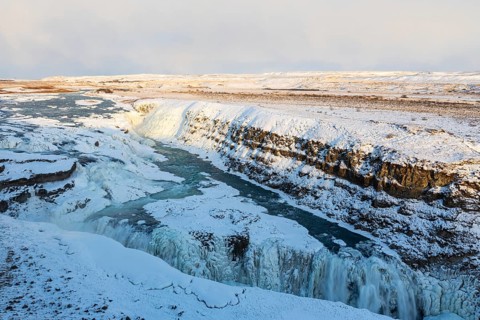Gullfoss, Hvítá river waterfall, ice, frost, snow, winter, Haukadalur, Iceland, Scandinavia