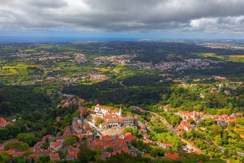 Sintra town, high angle view, Sintra, Portugal