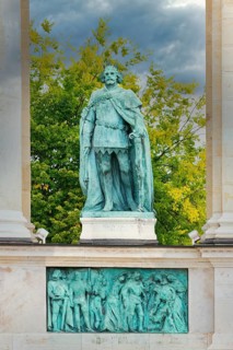 Heroes' Square, Hungarian leader Statue in the Millenium Monument, Budapest, Hungary