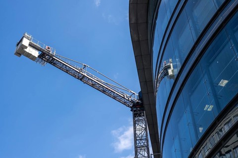Construction crane on a new construction project in Friedrichstraße, Berlin, Germany