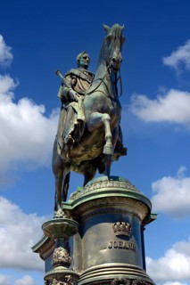 Germany, Saxony, Dresden, equestrian monument at the theatre square in front of the Semper Opera