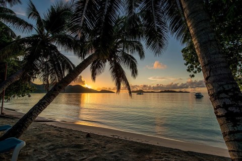 Anse Government beach at Hotel L'Archipel Resort, Praslin, Republic of Seychelles, Indian Ocean