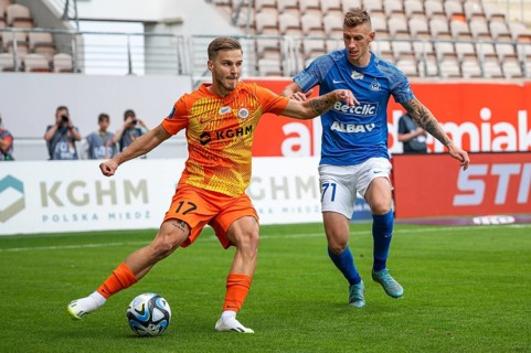 LUBIN, POLAND - JULY 23, 2023: Football match Polish PKO Ekstraklasa between KGHM Zaglebie Lubin vs