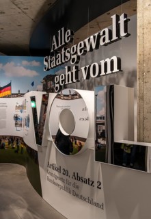 Parliamentary history exhibition in the German Cathedral at Gendarmenmarkt, Berlin, Germany