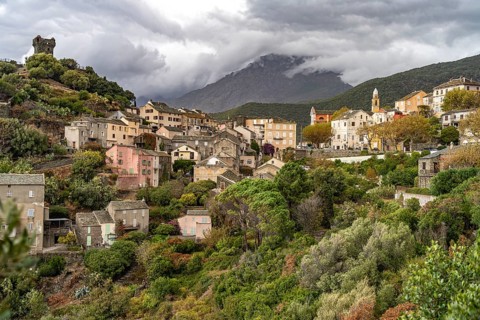 The village of Nonza, Cap Corse, Corsica, France