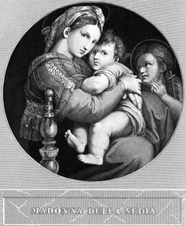 Portrait of Madonna della Sedia after Raphael, Madonna and Child, religious art, historical