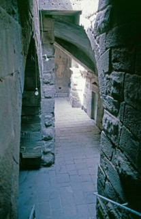Walkways between theatre and citadel, amphitheatre, citadel, Bosra, Dar'a, Syria, 1987, vintage,