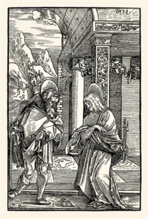 Saint Roche and Saint Sebastian, by Hans Schäufelin, woodcut, 1510