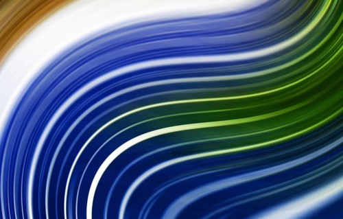 A vivid abstract image capturing flowing waves of green and blue, ideal for backgrounds or creative