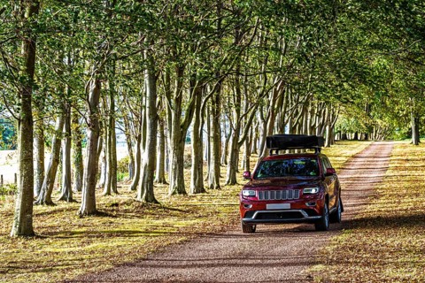 4x4 car trip with roof tent on the Scottish wilderness, Scotland, United Kingdom