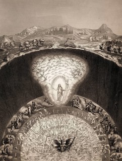 Christ descends into limbo, Steel engraving 1853, digitally restored