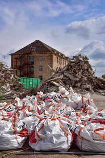 Demolition work on a former barracks, Augsburg, Bavaria, Germany