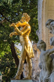 The Johann Strauss Monument in Vienna City Park in Vienna, Austria